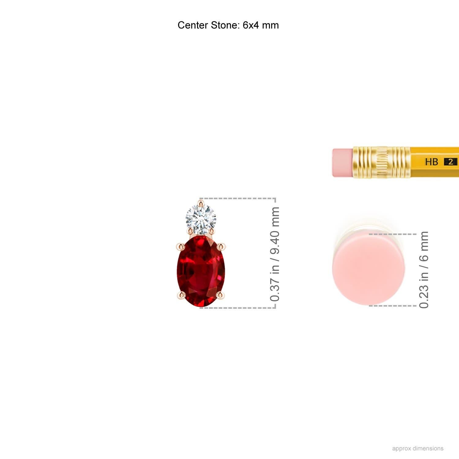 Angara Natural Oval Ruby Solitaire Pendant with Diamond in 14K Solid Gold In New Condition For Sale In Los Angeles, CA
