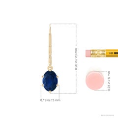 Angara natürlichen ovalen Saphir Leverback Tropfen Ohrringe in 14K Solid Gold für Frauen