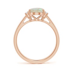 Angara Natural Oval-Shape 1.1ct Opal Solitaire Ring with Diamond 14K Solid Gold