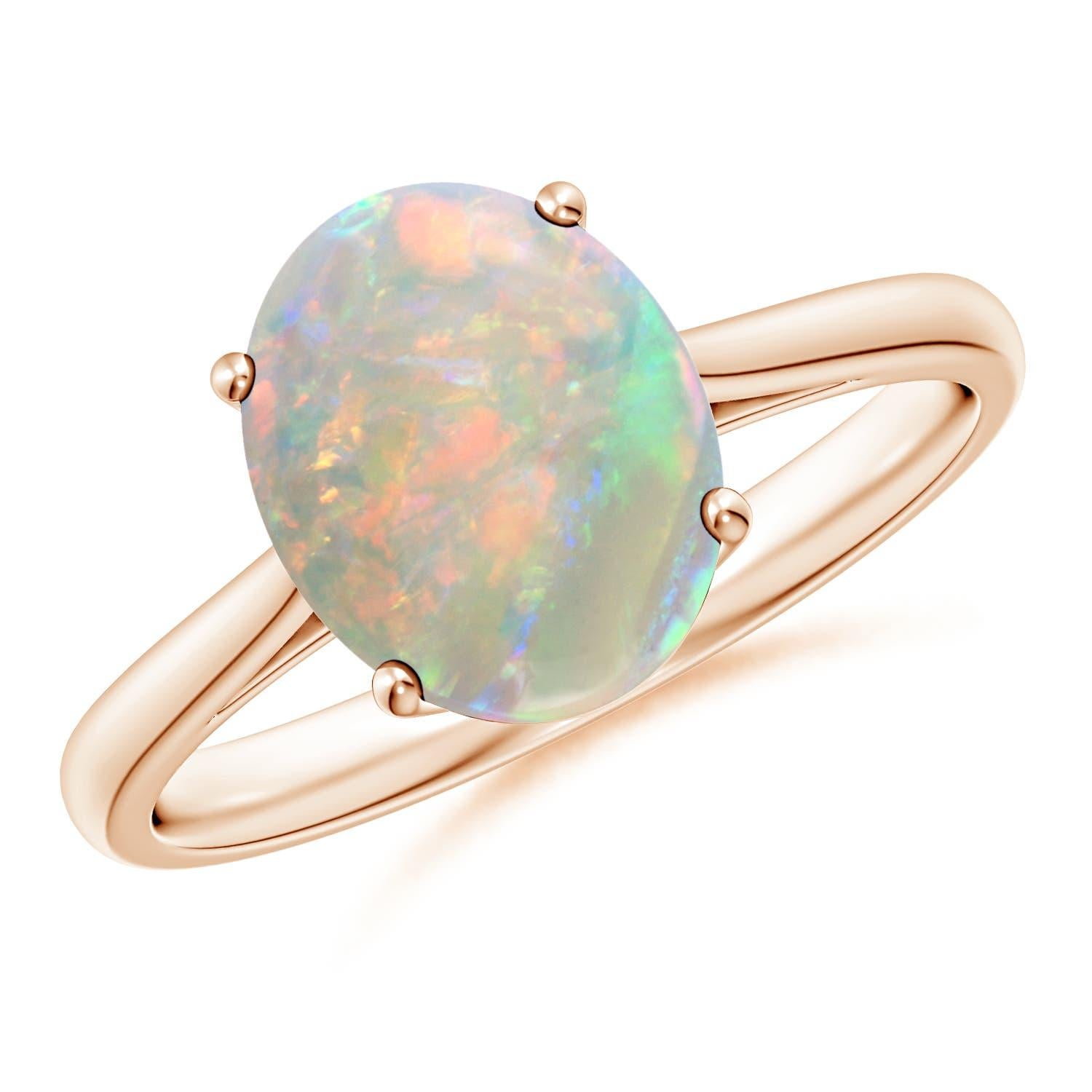 Angara natürlichen ovalen Solitär 1,45 ct Opal Cocktail-Ring in 14K massivem Gold im Angebot 4