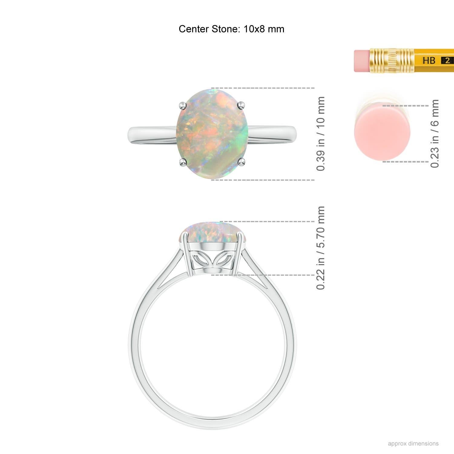 Angara natürlichen ovalen Solitär 1,45 ct Opal Cocktail-Ring in 14K massivem Gold im Angebot 2