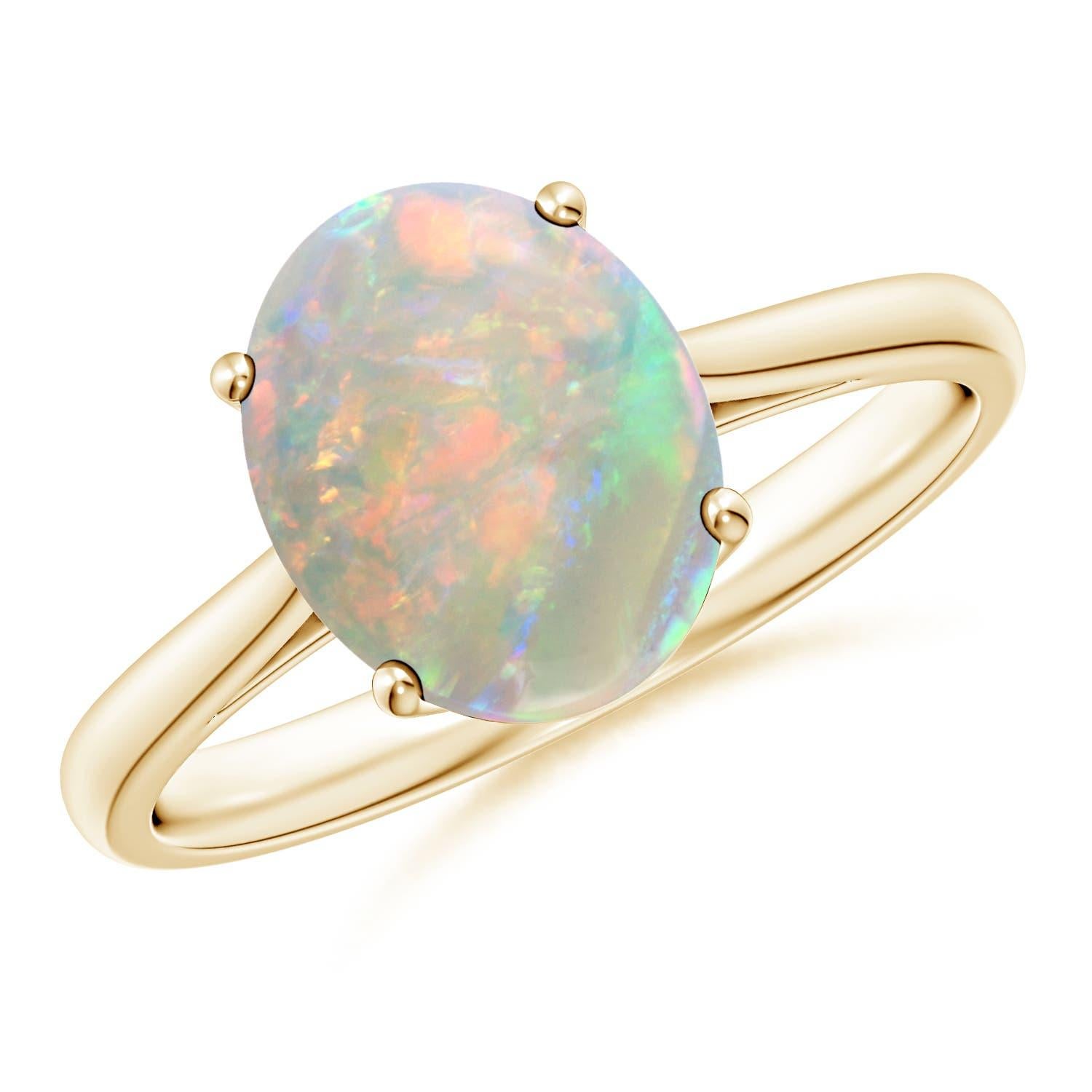 Angara natürlichen ovalen Solitär 1,45 ct Opal Cocktail-Ring in 14K massivem Gold im Angebot 3