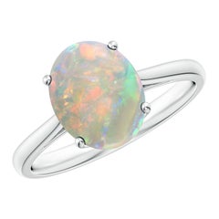 Angara natürlichen ovalen Solitär 1,45 ct Opal Cocktail-Ring in 14K massivem Gold
