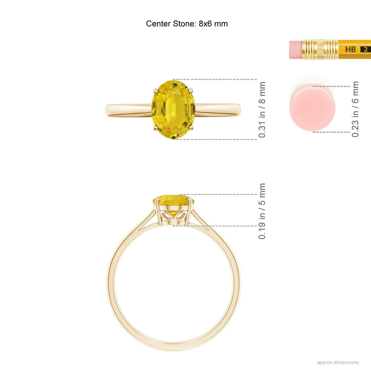 Anello Angara con solitario ovale naturale e zaffiro giallo da 1,5 carati in oro massiccio 14 carati in vendita 1