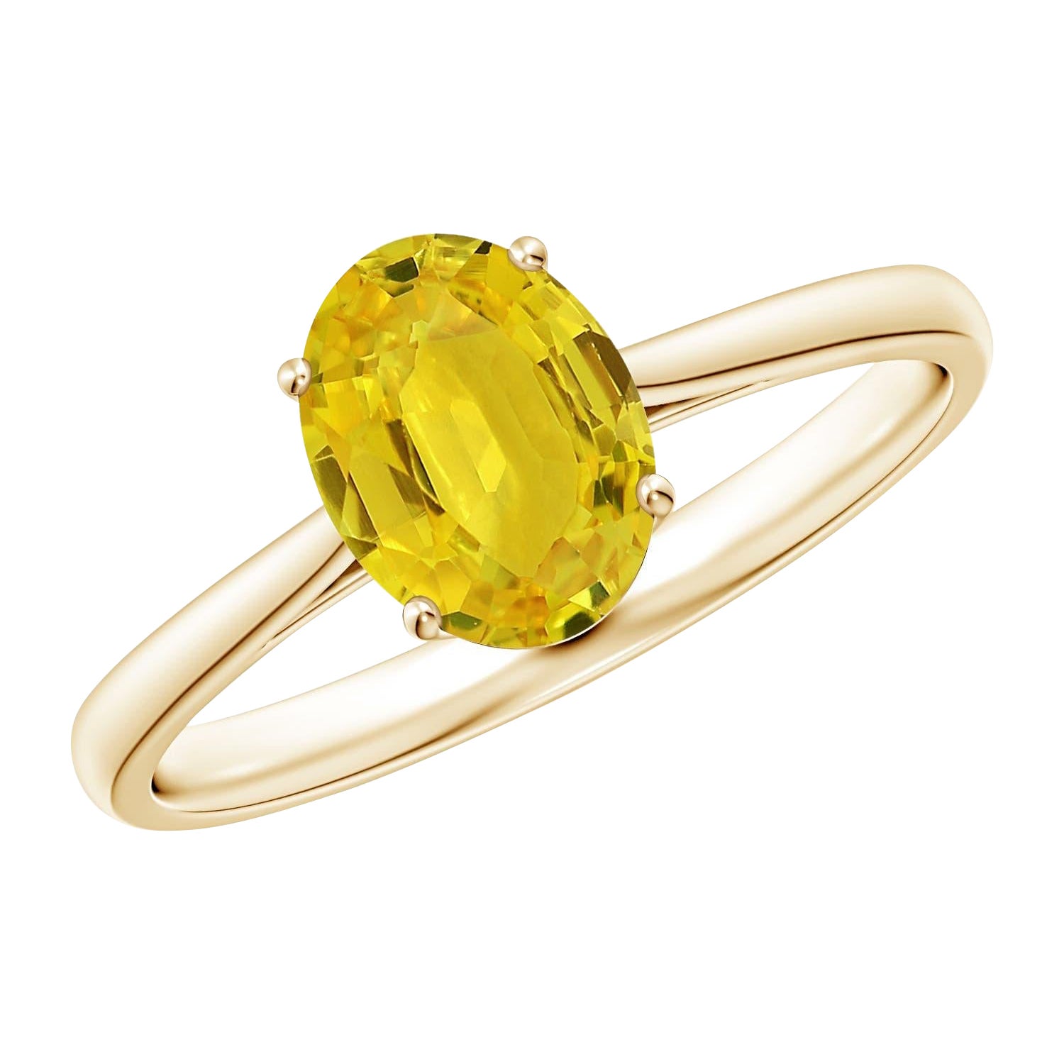 Anello Angara con solitario ovale naturale e zaffiro giallo da 1,5 carati in oro massiccio 14 carati
