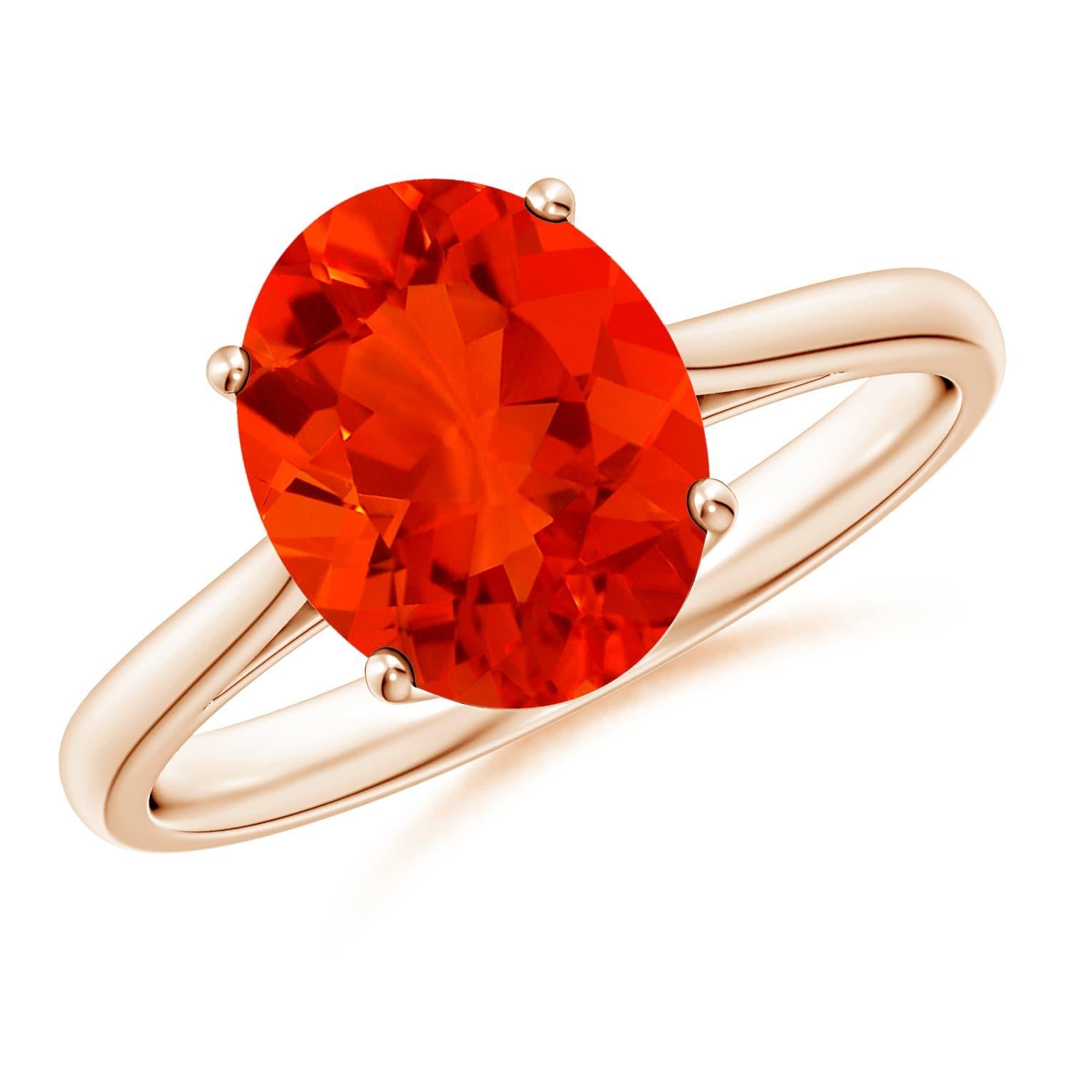 Angara natürlichen ovalen Solitär 1,6 kt Feuer Opal Cocktail-Ring in 14K massivem Gold im Angebot 2