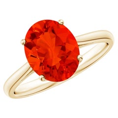 Angara natürlichen ovalen Solitär 1,6 kt Feuer Opal Cocktail-Ring in 14K massivem Gold