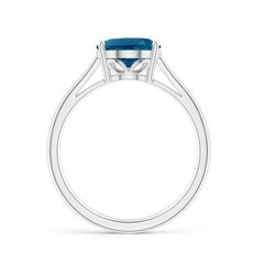 Angara Anillo de Cóctel con Solitario Oval Natural de 3,25 ct de Topacio Azul de Londres en Oro de 14K