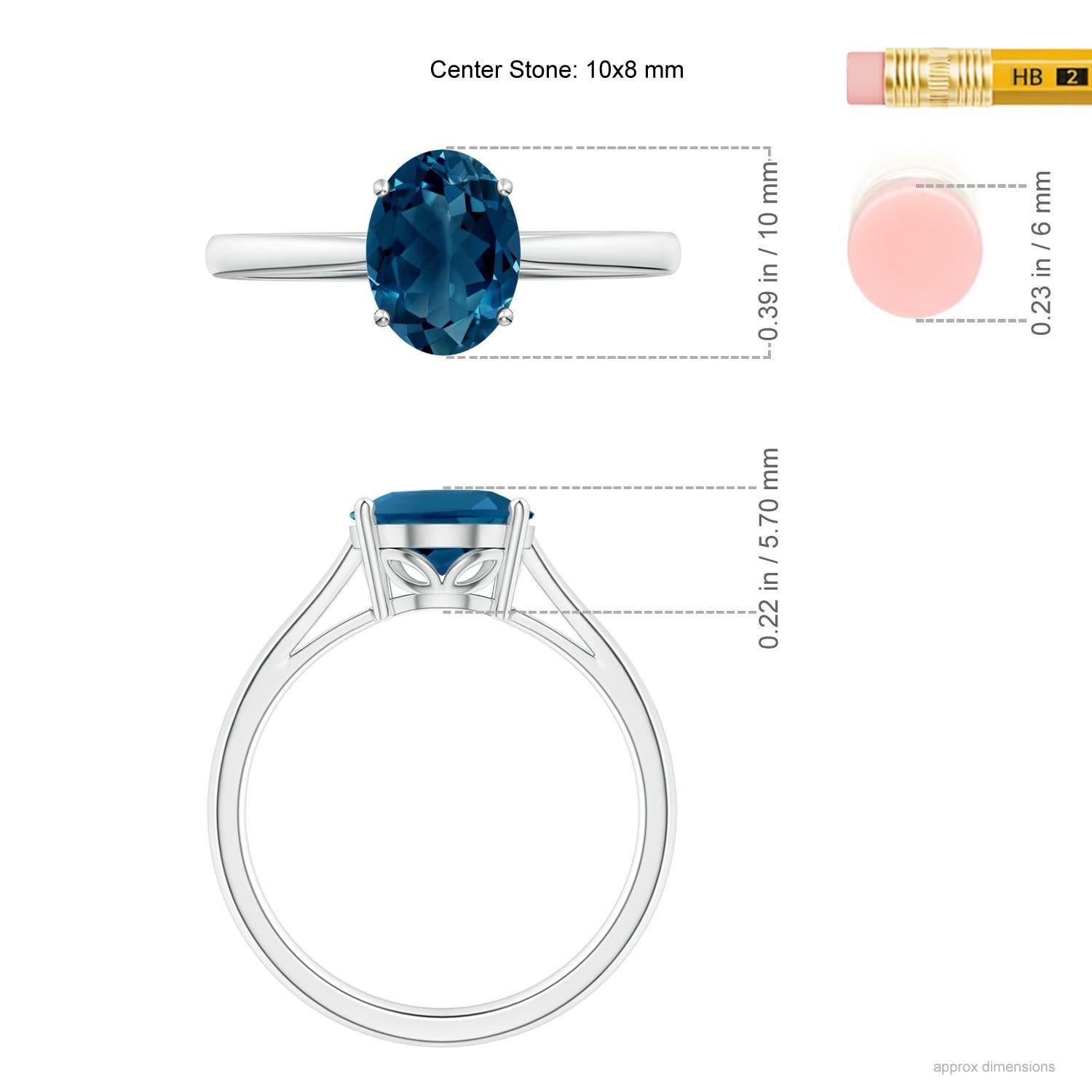 Angara Natürlicher ovaler Solitär 3,25ct Londoner Blautopas Cocktail Ring in 14K Gold Damen im Angebot