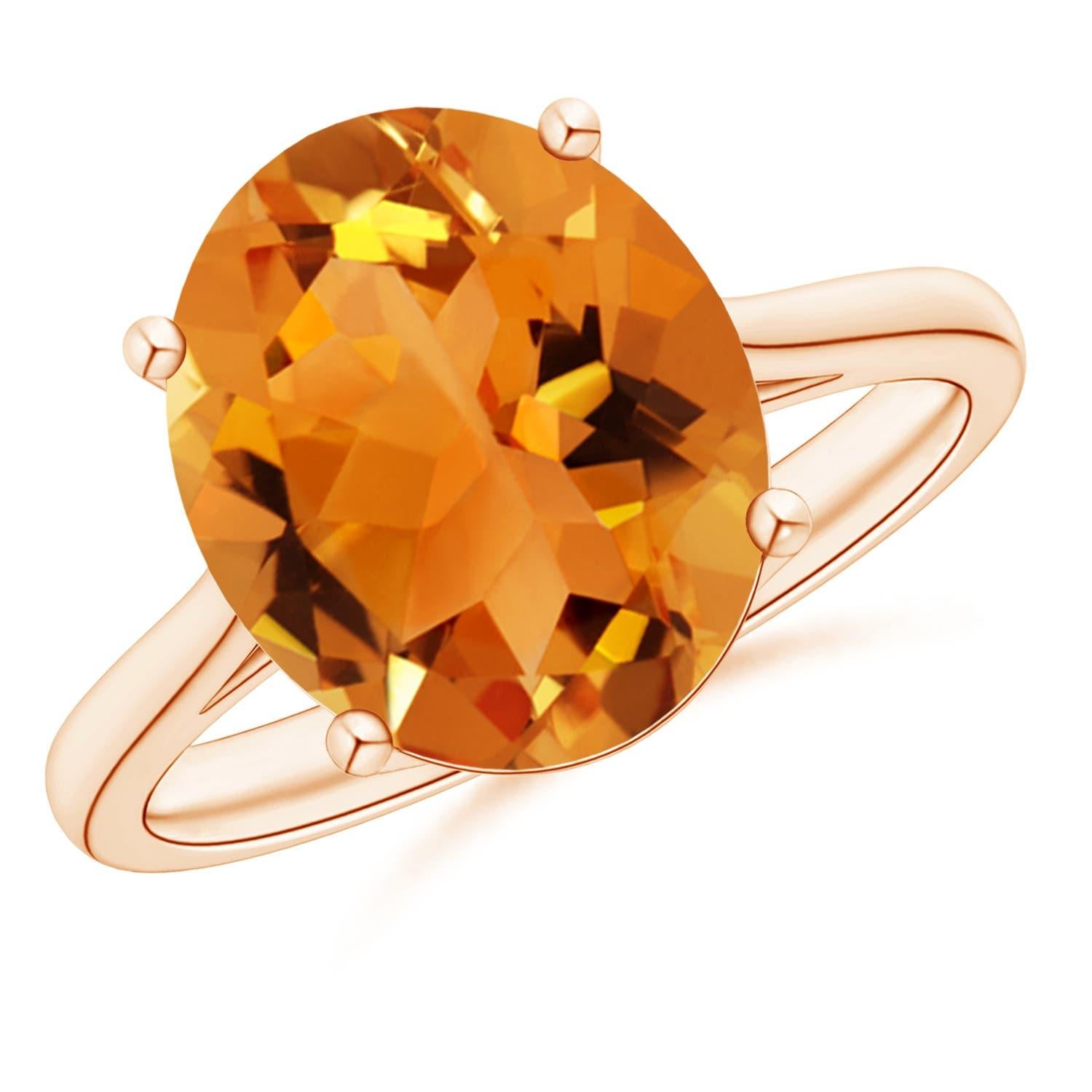 Angara natürlichen ovalen Solitär 4,1 ct Citrin Cocktail-Ring in 14K massivem Gold im Angebot 4