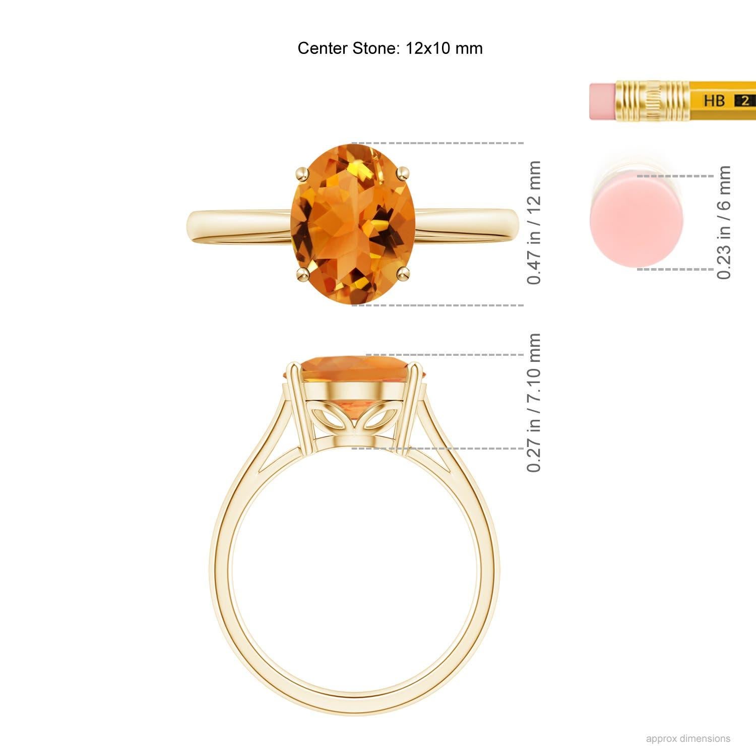 Angara natürlichen ovalen Solitär 4,1 ct Citrin Cocktail-Ring in 14K massivem Gold im Angebot 2