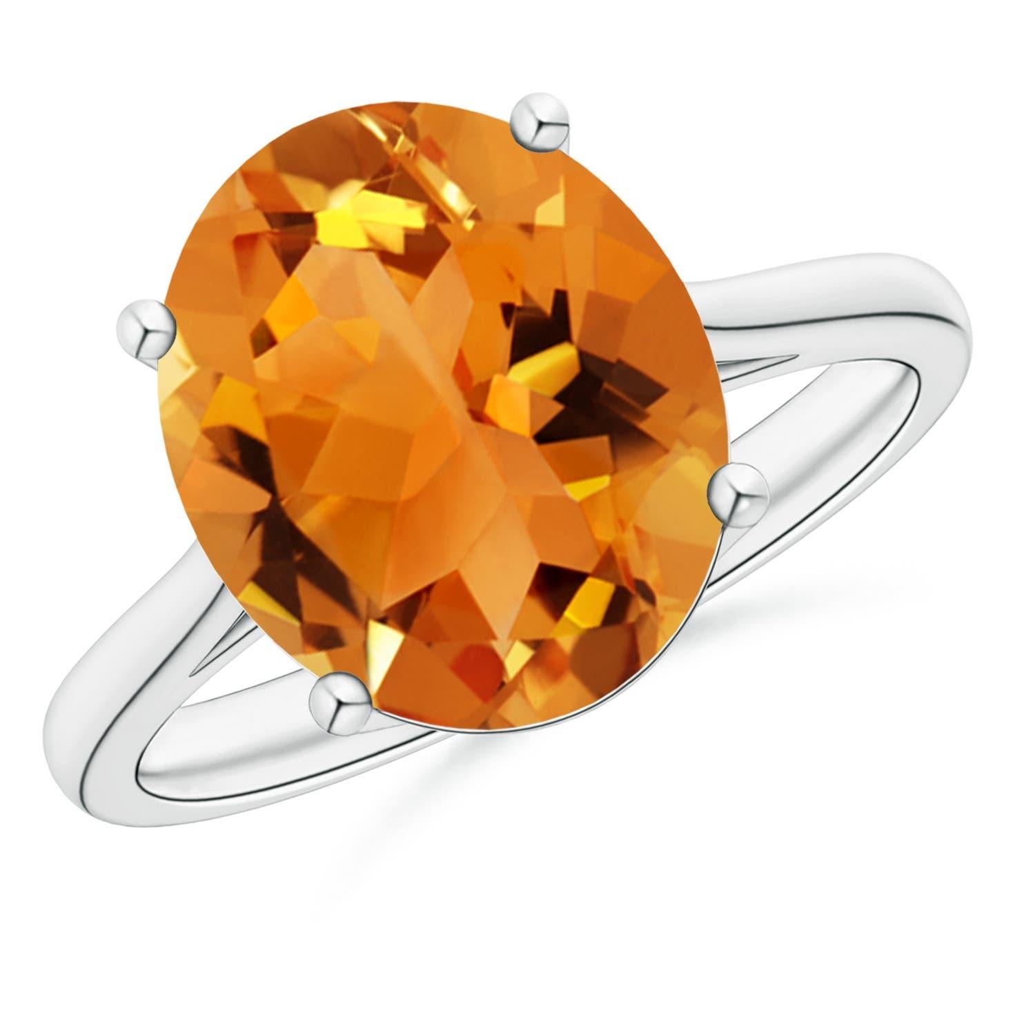 Angara natürlichen ovalen Solitär 4,1 ct Citrin Cocktail-Ring in 14K massivem Gold im Angebot 3