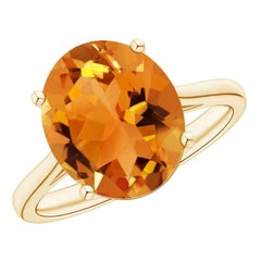 Angara Anello cocktail con solitario ovale naturale di Citrino da 4,1 carati in oro massiccio 14K