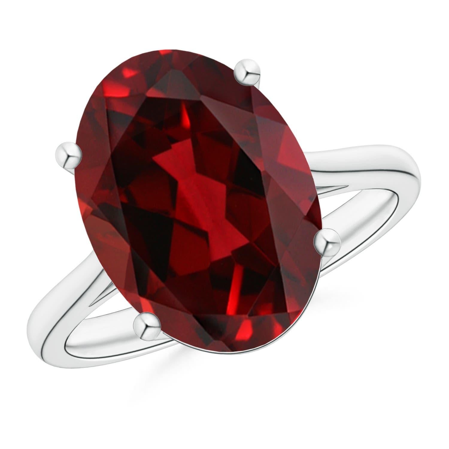Angara natürlichen ovalen Solitär 6,4 ct Granat Cocktail-Ring in 14K massivem Gold im Angebot 2