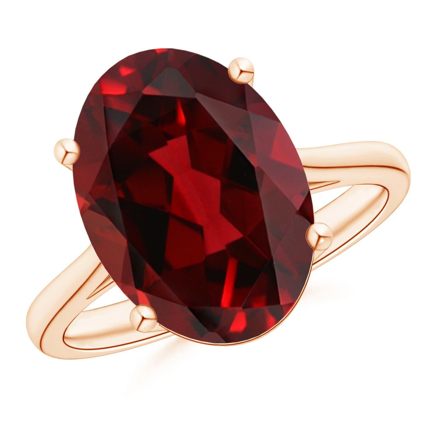 Angara natürlichen ovalen Solitär 6,4 ct Granat Cocktail-Ring in 14K massivem Gold im Angebot 3