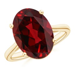 Angara Natural Oval Solitaire 6.4 ct Garnet Cocktail Ring in 14K Solid Gold