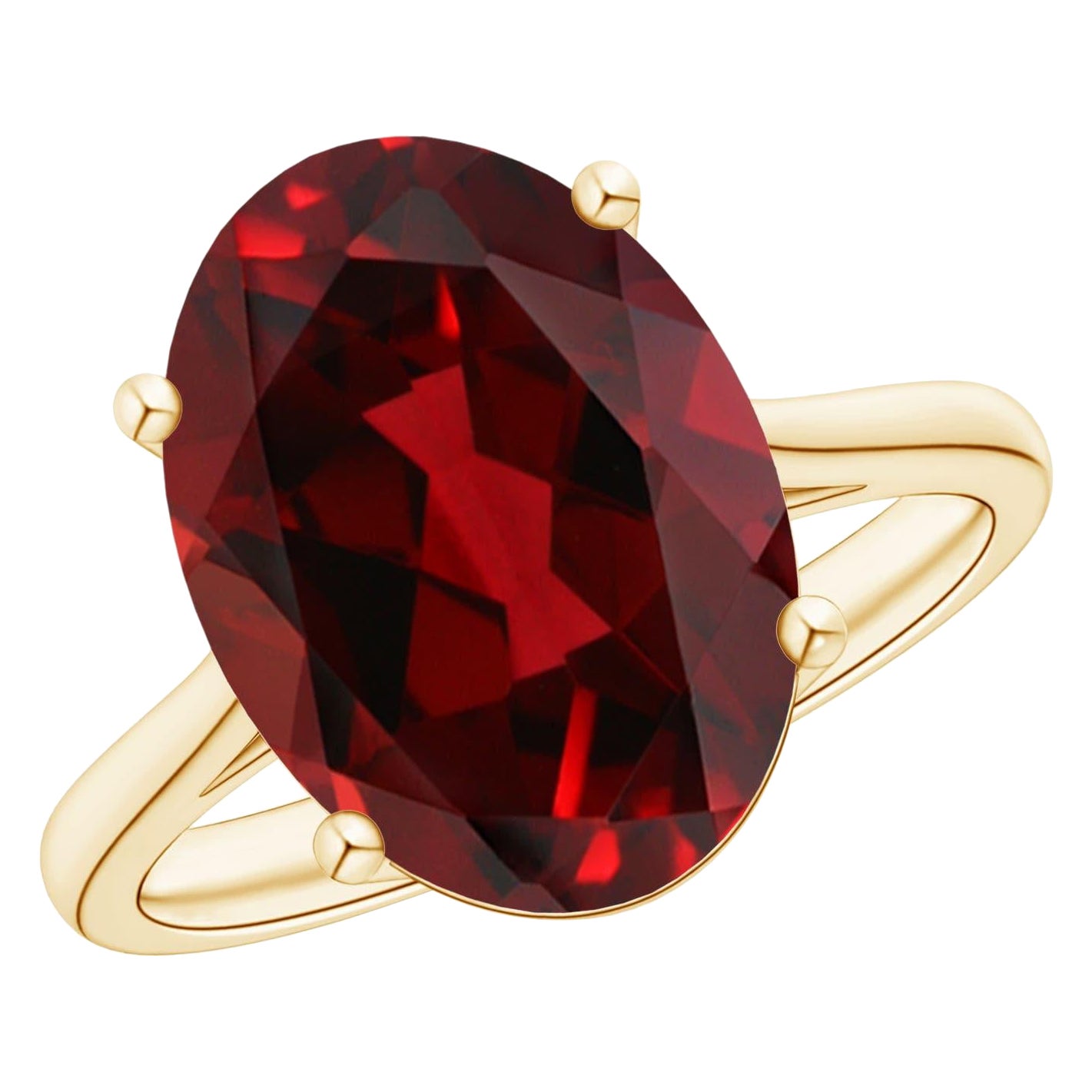 Angara natürlichen ovalen Solitär 6,4 ct Granat Cocktail-Ring in 14K massivem Gold