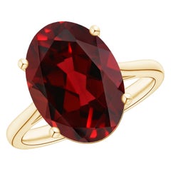 Angara natürlichen ovalen Solitär 6,4 ct Granat Cocktail-Ring in 14K massivem Gold