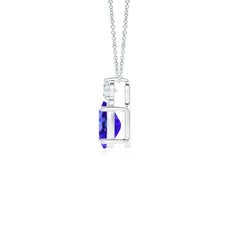 Angara Natural Oval Tanzanite Solitaire Pendant with Diamond in 14K Solid Gold