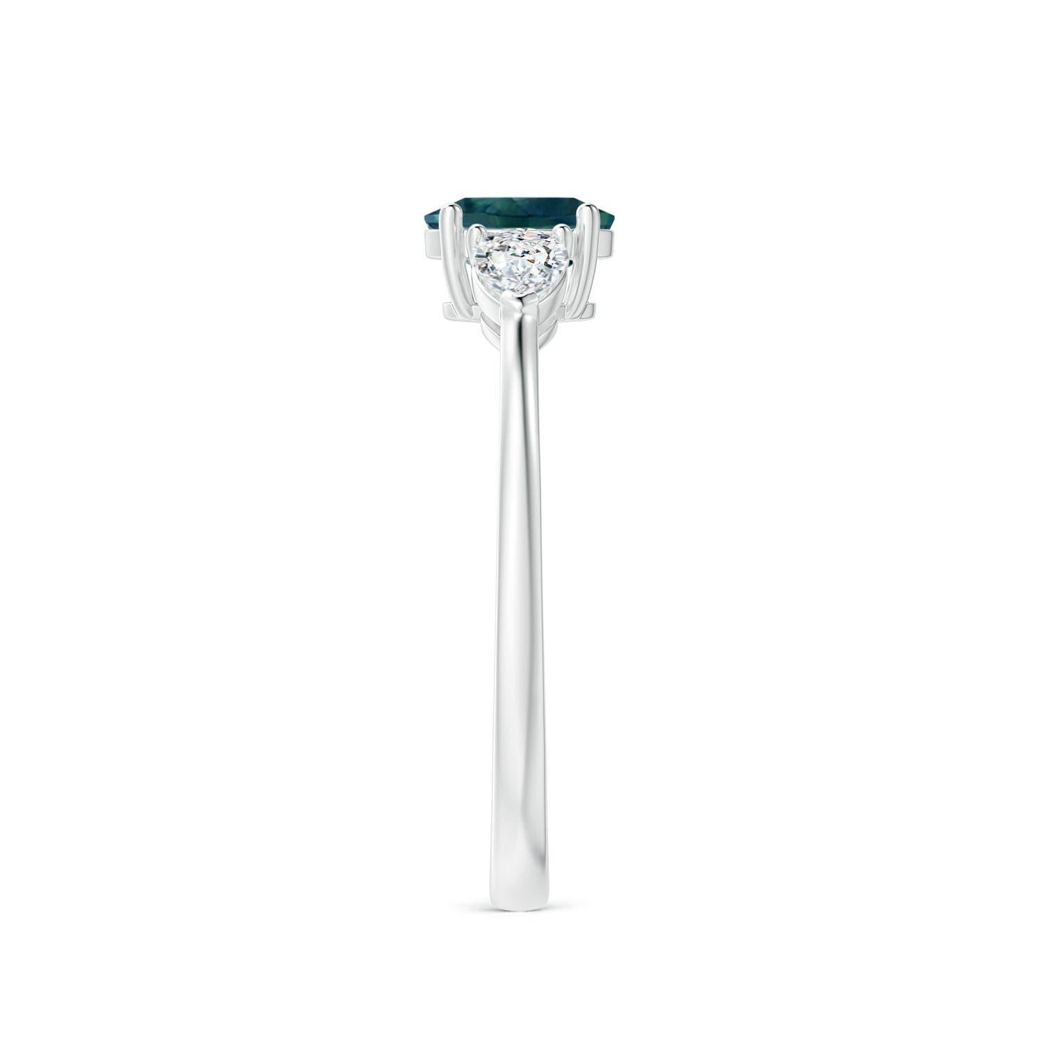 Angara natürlichen Oval Teal Montana Saphir Ring mit Birne Diamanten 14K massivem Gold im Zustand „Neu“ im Angebot in Los Angeles, CA
