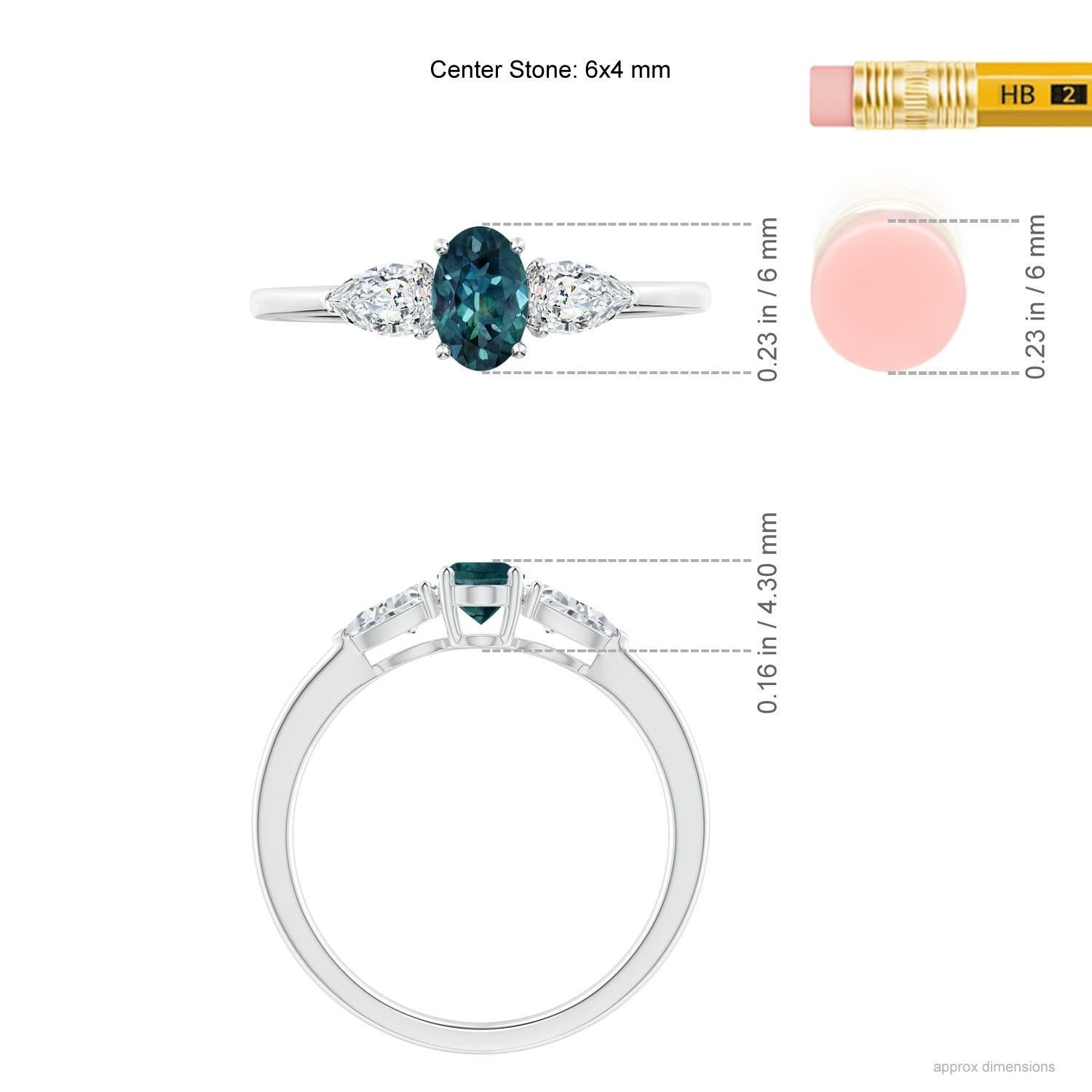 Angara natürlichen Oval Teal Montana Saphir Ring mit Birne Diamanten 14K massivem Gold Damen im Angebot