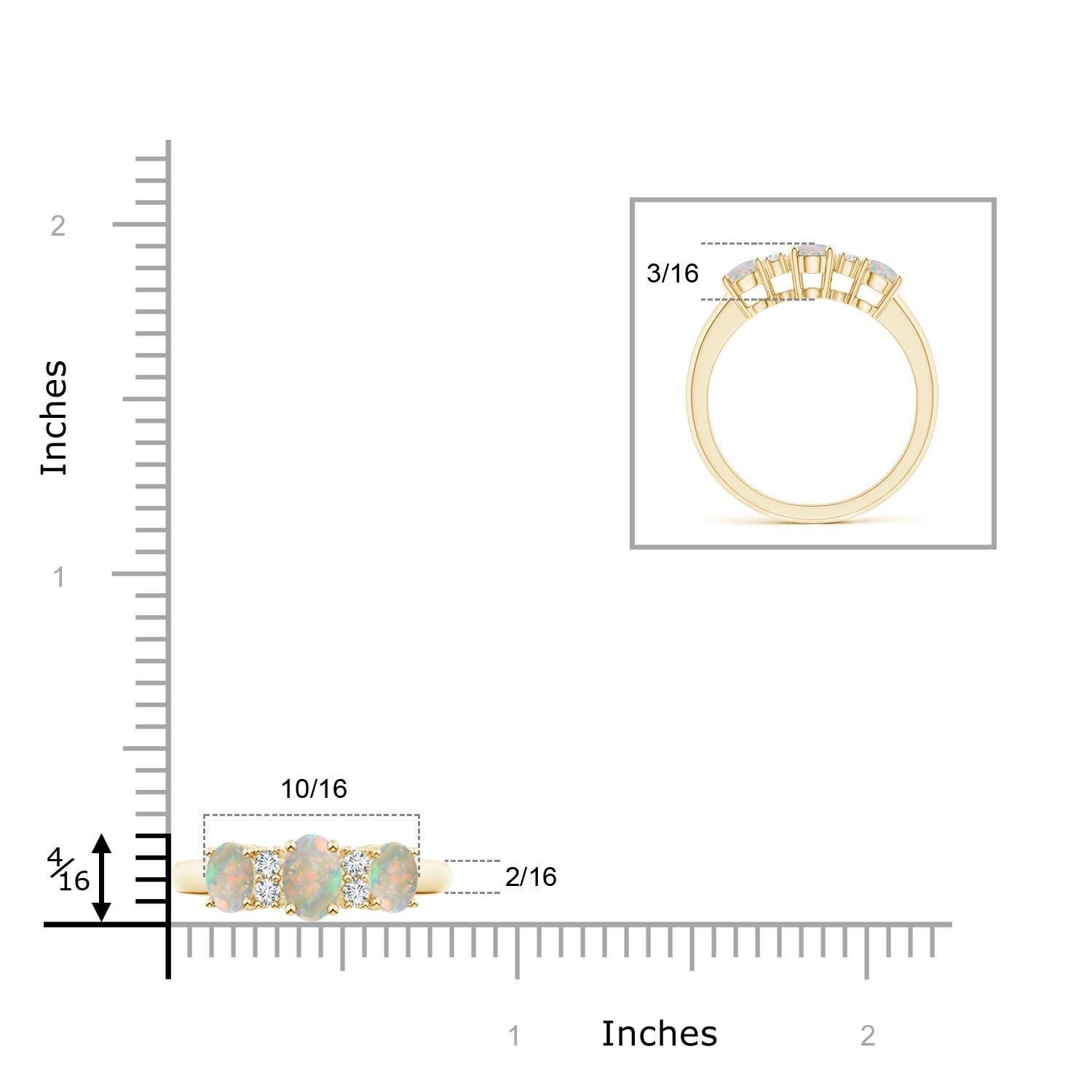 Angara Natural Oval drei Stein Opal Verlobungsring mit Diamanten in 14K Gold Damen im Angebot