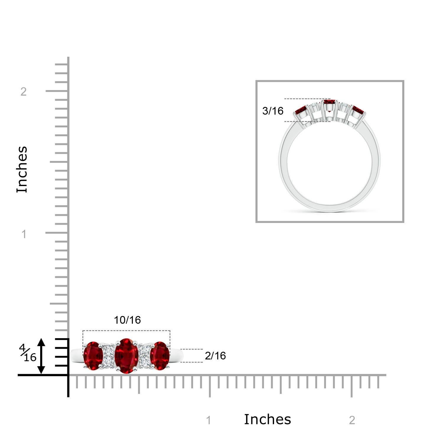 Angara Natural Oval Three Stone Ruby Engagement Ring with Diamonds in 14K Gold In New Condition For Sale In Los Angeles, CA