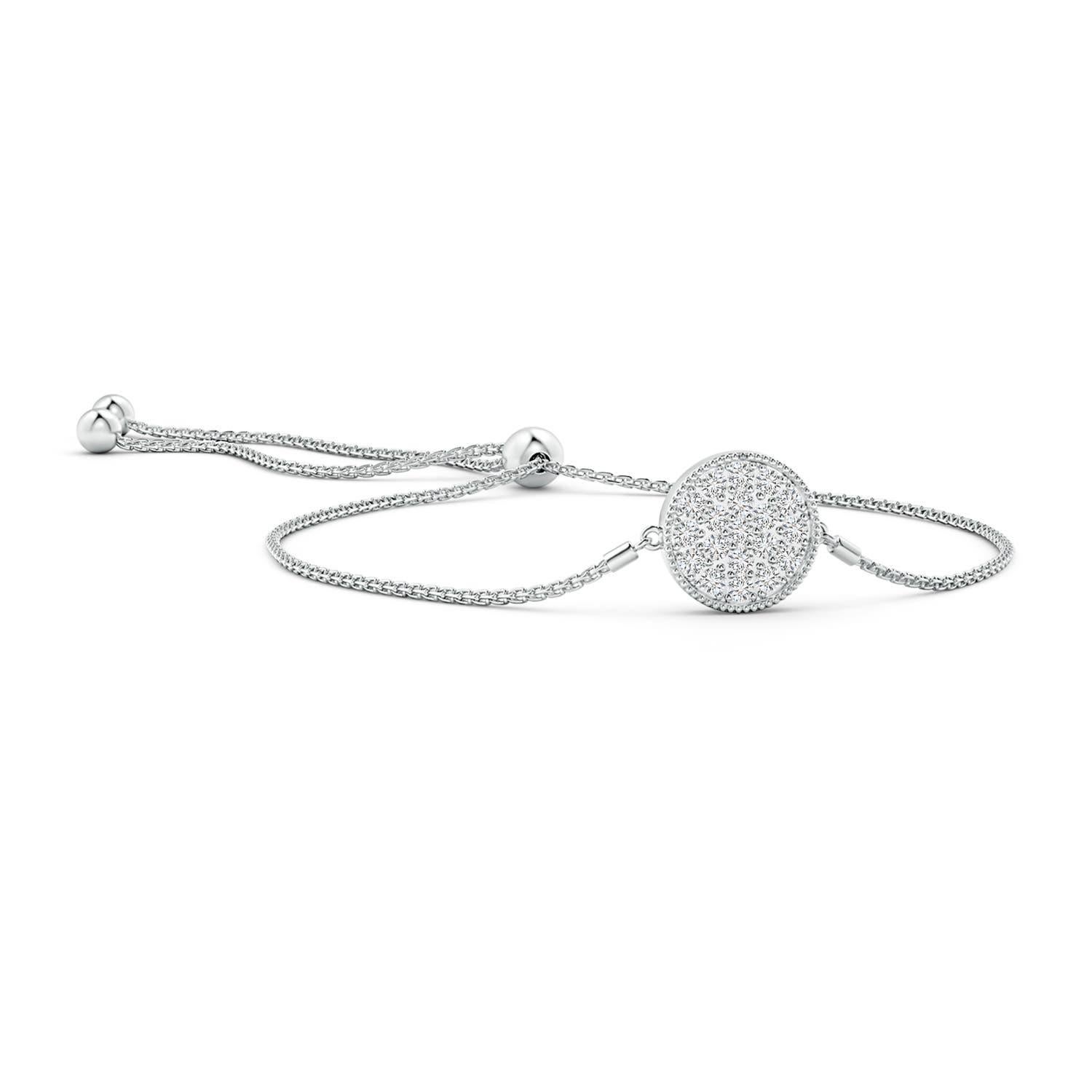 De las mujeres Angara Pulsera de oro macizo de 14 quilates con disco de diamantes engastados con pavé natural para mujer en venta