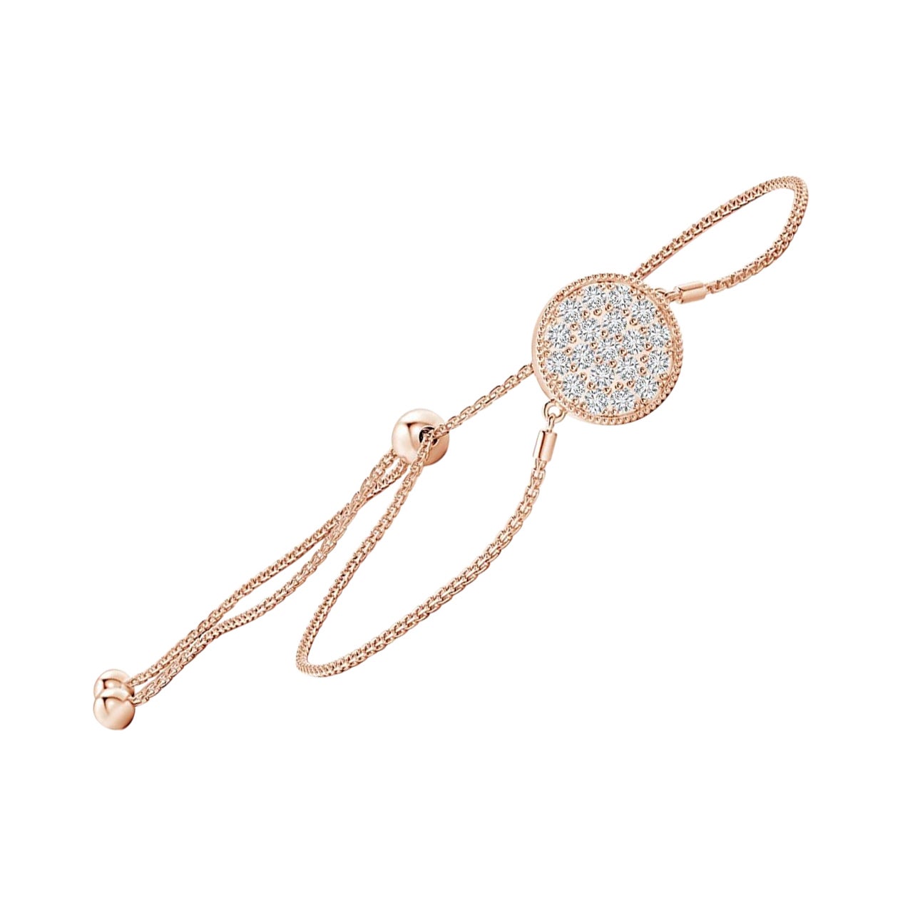 Angara Pulsera de oro macizo de 14 quilates con disco de diamantes engastados con pavé natural para mujer en venta