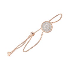 Bracelet Bolo en or massif 14K avec diamants naturels sertis en pavé Angara pour femmes