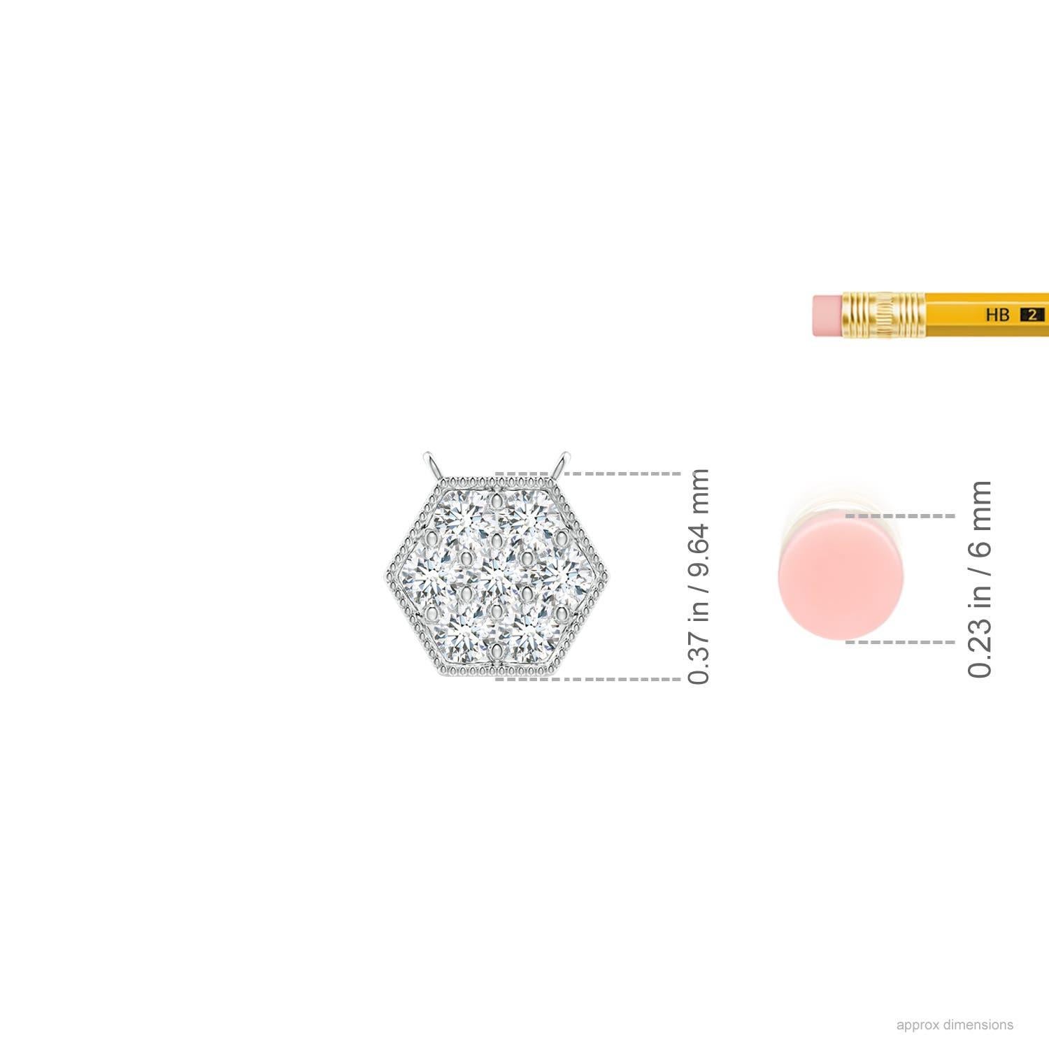 Round Cut Angara Natural Pave-Set Diamond Hexagon Necklace in 14K White Gold for Women For Sale