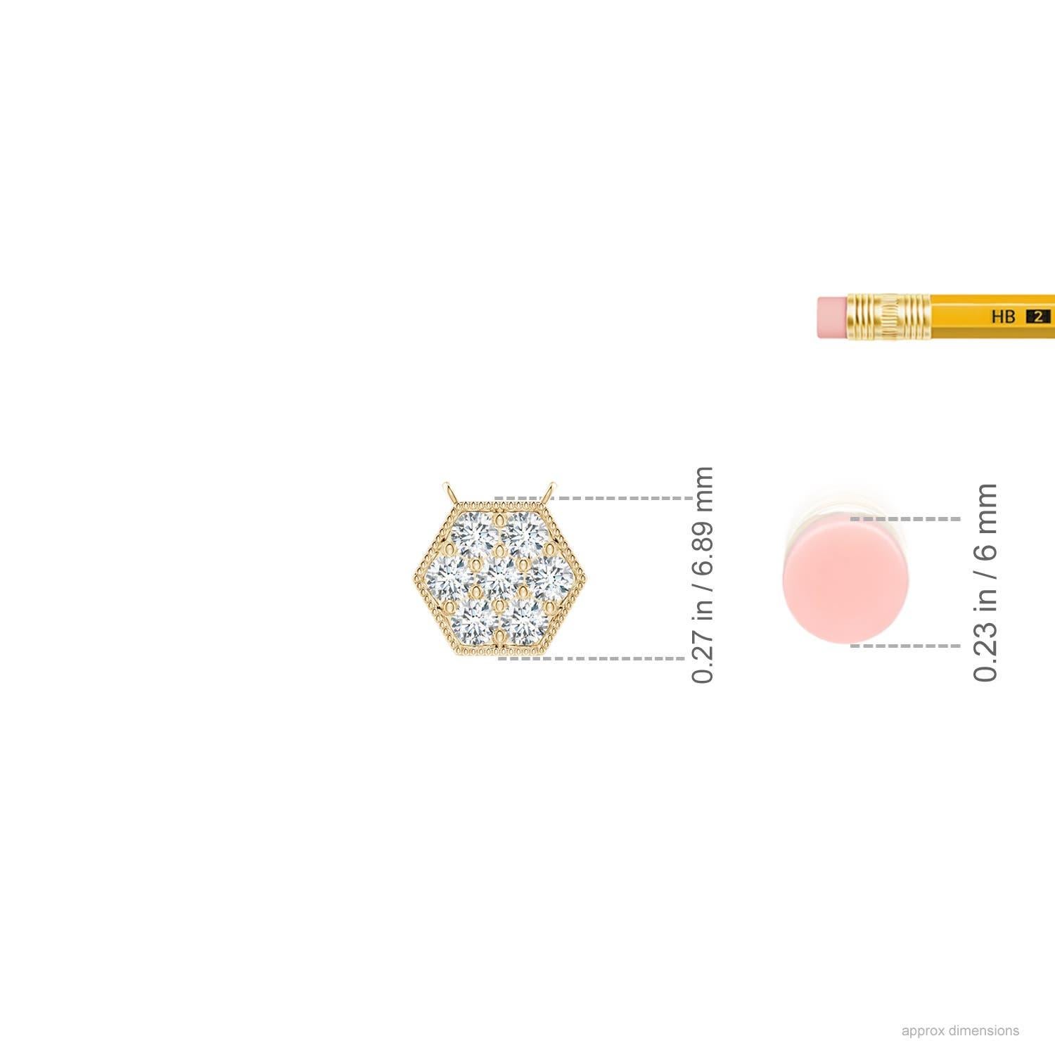 Round Cut Angara Natural Pave-Set Diamond Hexagon Necklace in 14K Yellow Gold for Women For Sale