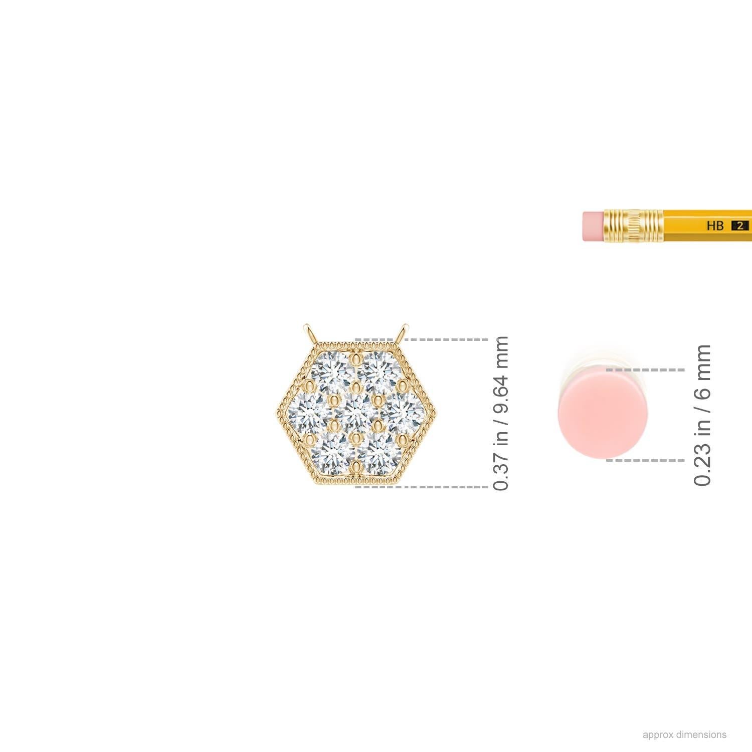 Round Cut Angara Natural Pave-Set Diamond Hexagon Necklace in 14K Yellow Gold for Women For Sale
