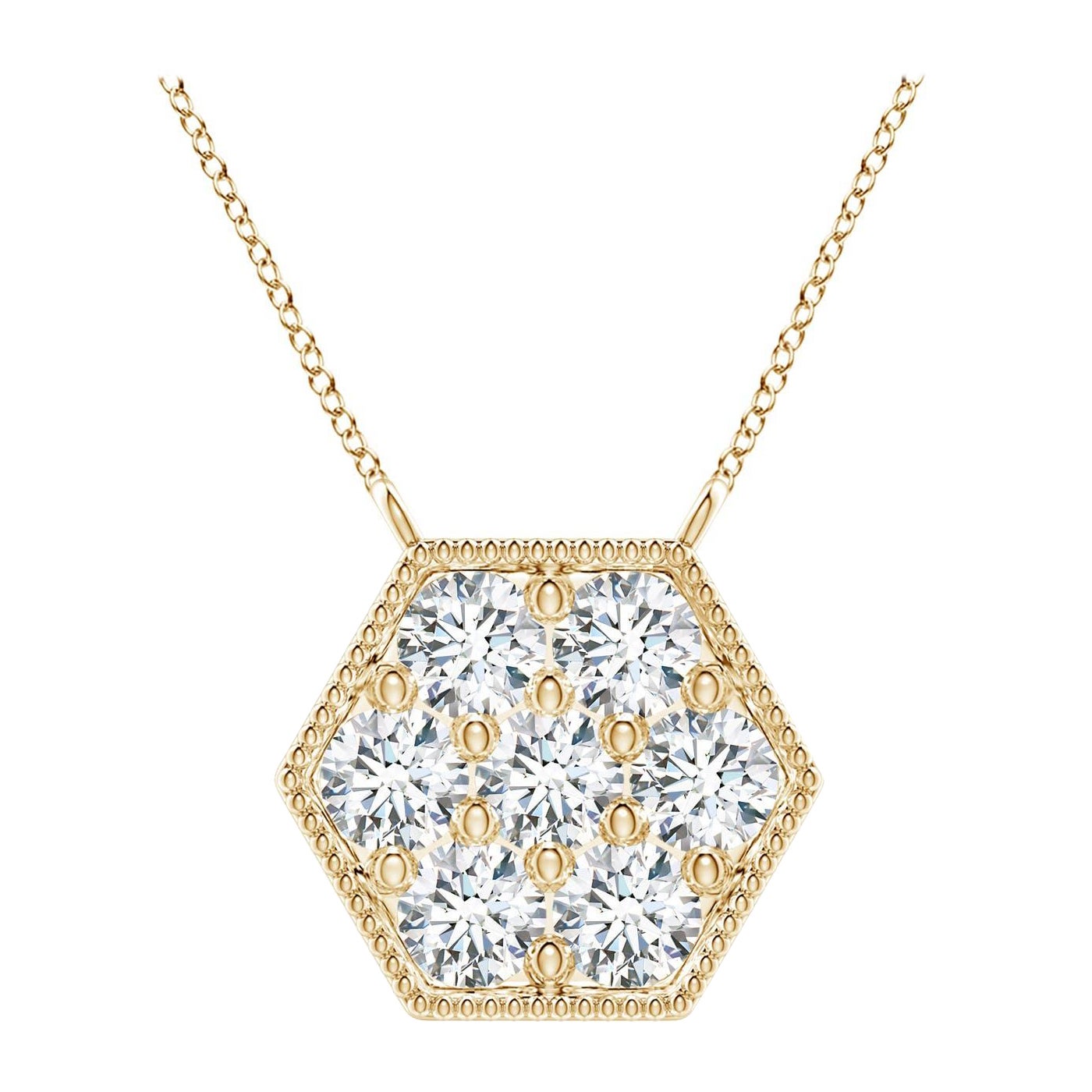 Collier Angara en or jaune 14K serti de diamants naturels en forme d'hexagone pour femmes