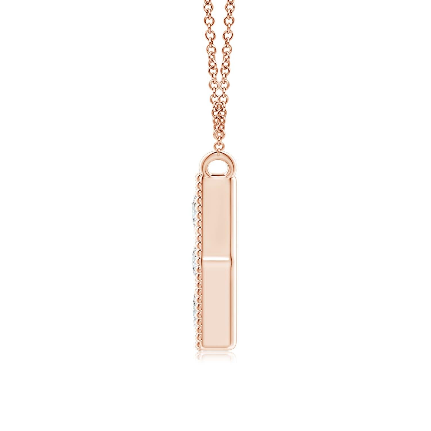 Modern Angara Natural Pave-Set Diamond Hexagon Necklace with Milgrain in 14K Rose Gold For Sale