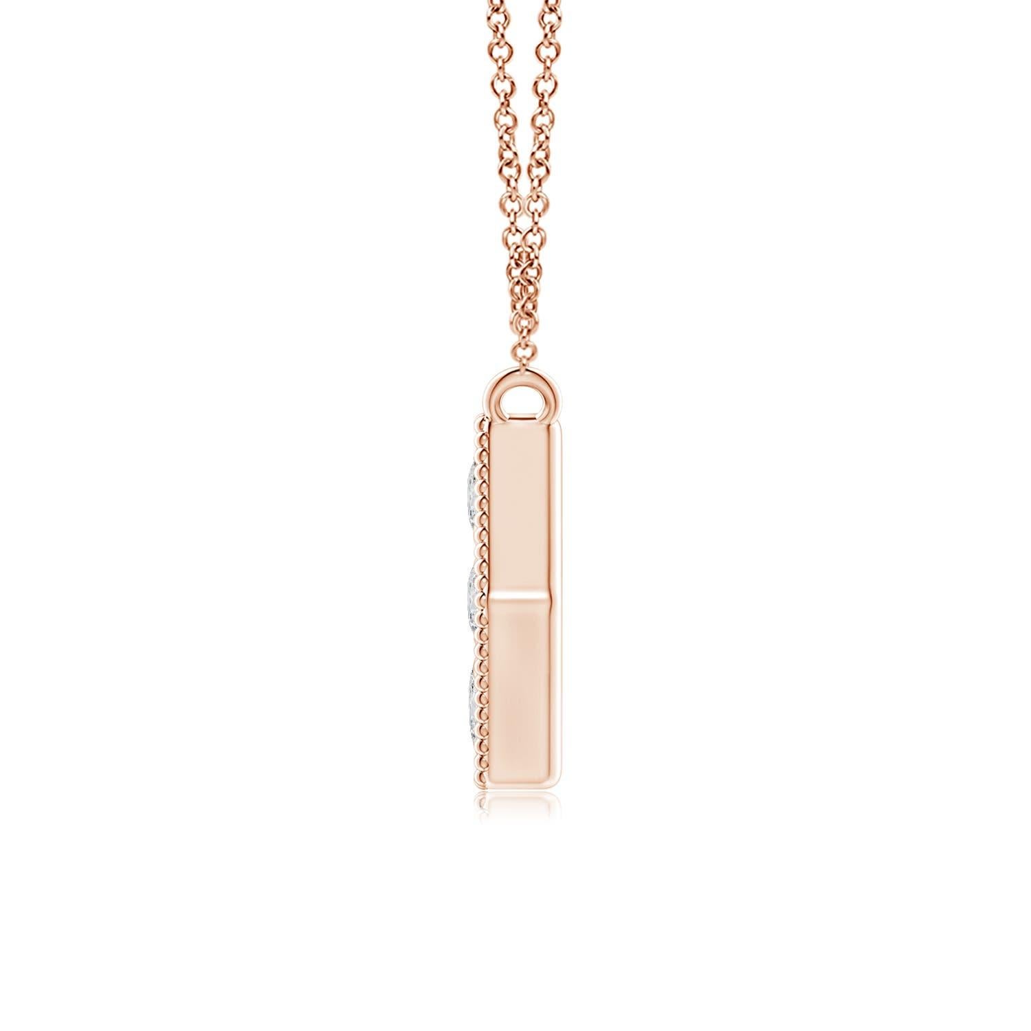 Modern Angara Natural Pave-Set Diamond Hexagon Necklace with Milgrain in 14K Rose Gold For Sale