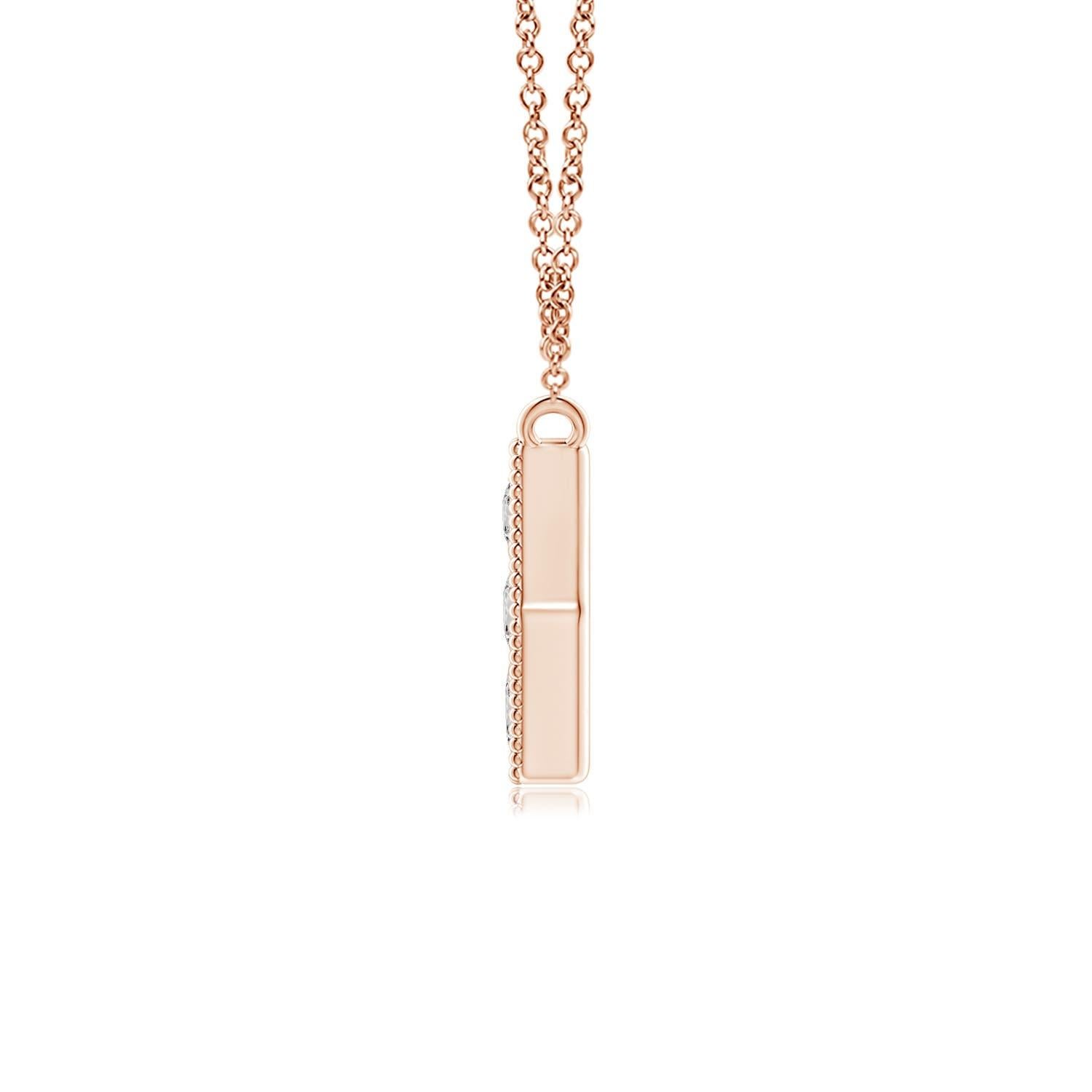 Modern Angara Natural Pave-Set Diamond Hexagon Necklace with Milgrain in 14K Rose Gold For Sale