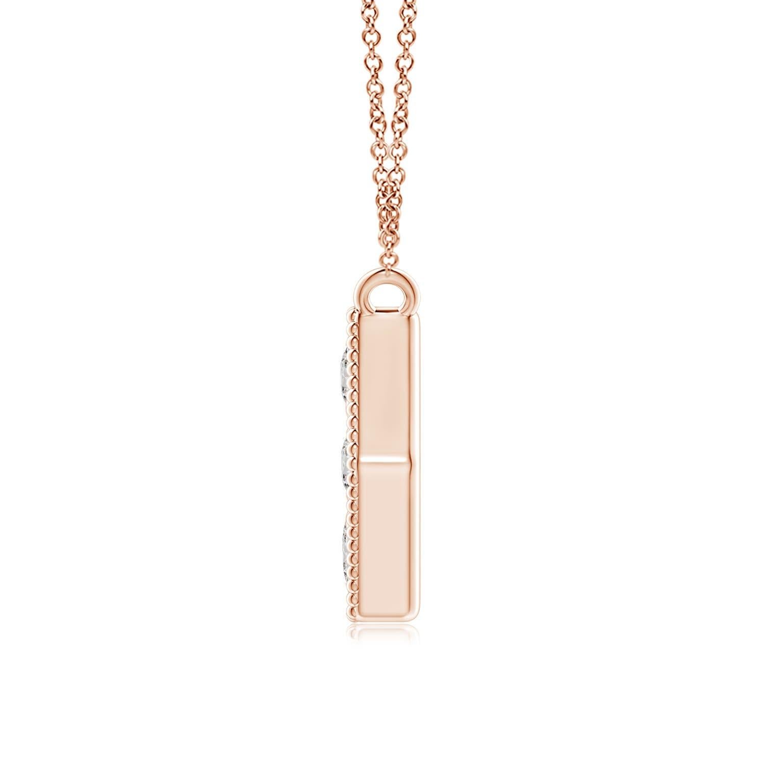Modern Angara Natural Pave-Set Diamond Hexagon Necklace with Milgrain in 14K Rose Gold For Sale