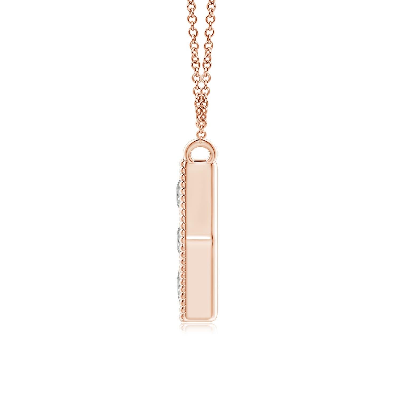 Modern Angara Natural Pave-Set Diamond Hexagon Necklace with Milgrain in 14K Rose Gold For Sale