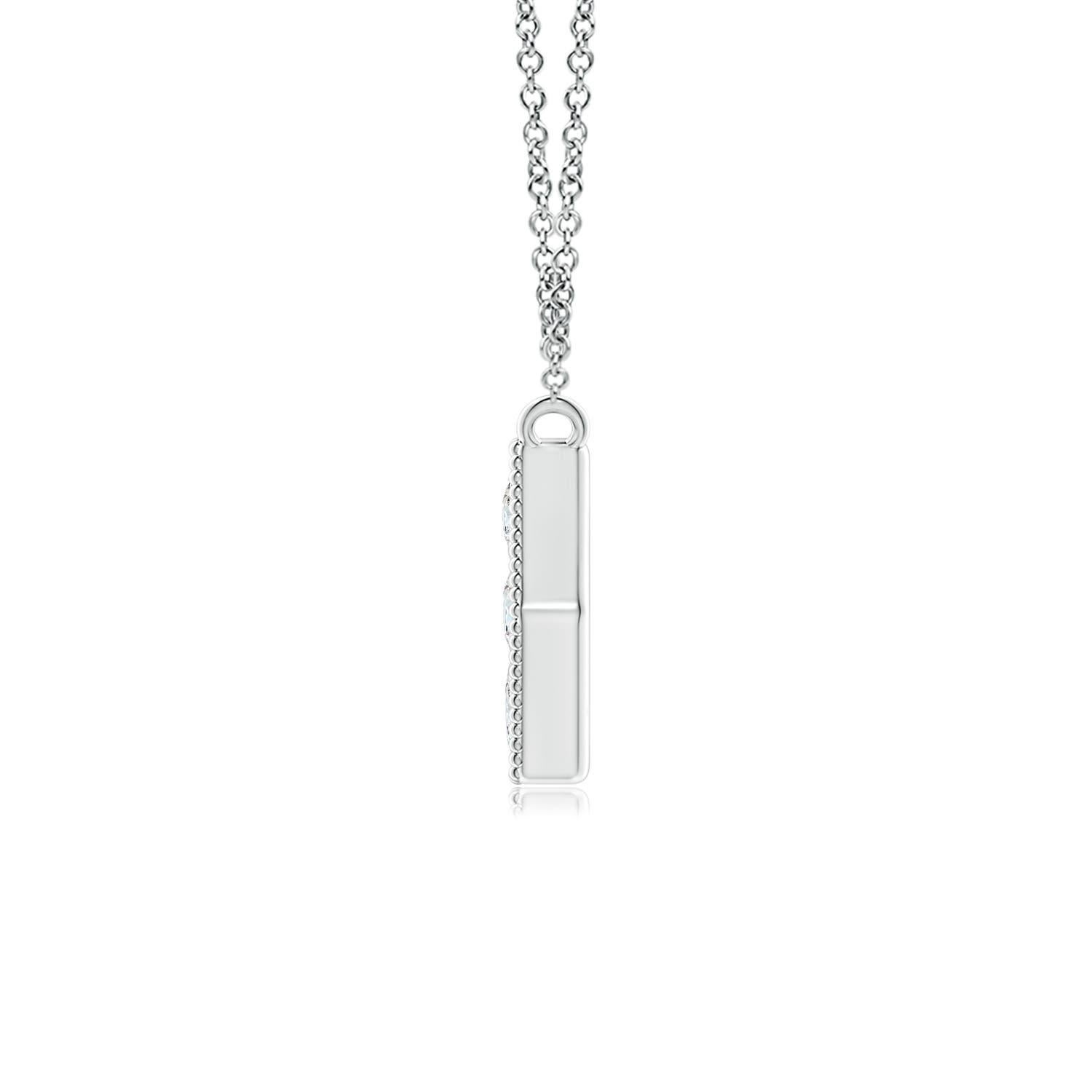 Modern Angara Natural Pave-Set Diamond Hexagon Necklace with Milgrain in Platinum For Sale