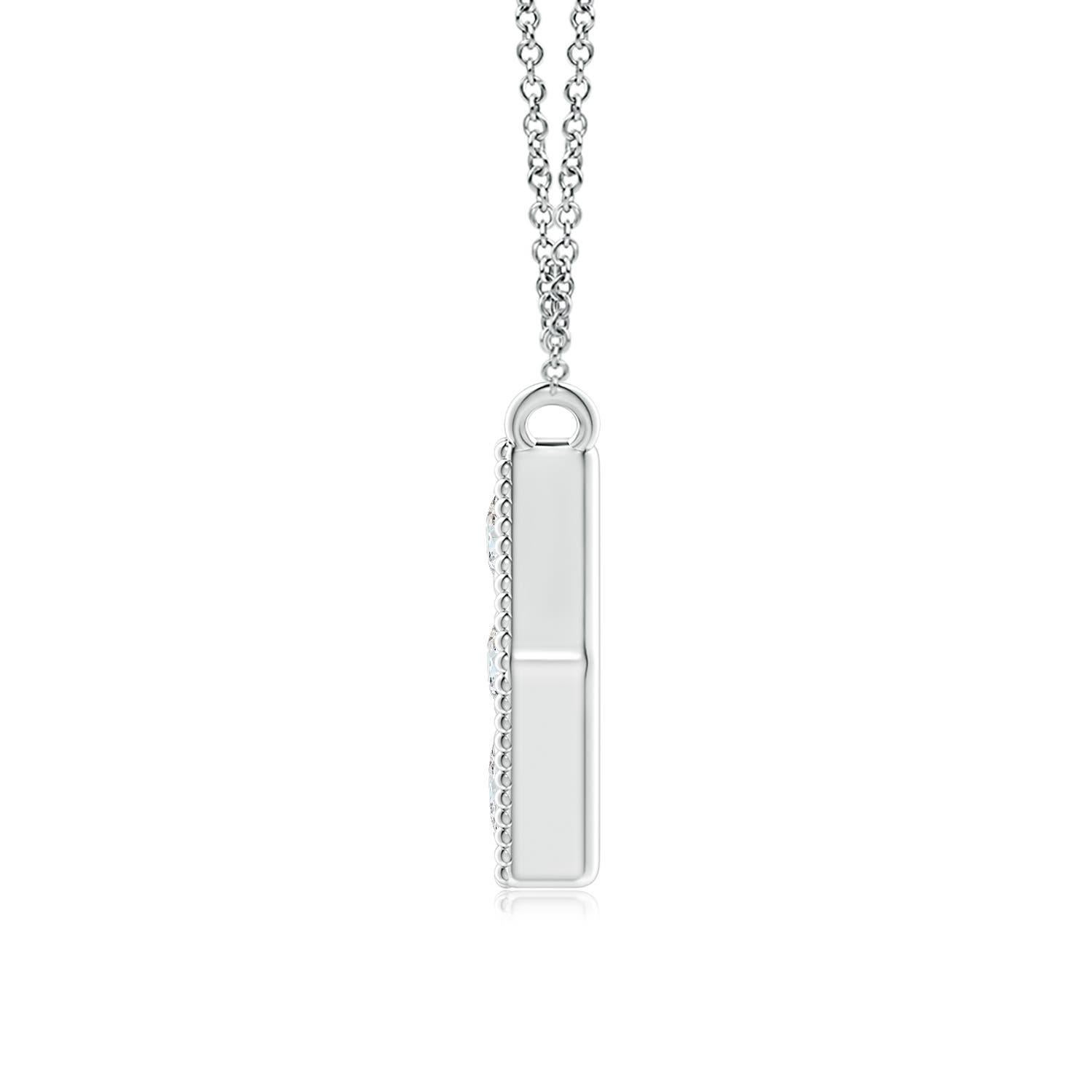 Modern Angara Natural Pave-Set Diamond Hexagon Necklace with Milgrain in Platinum For Sale