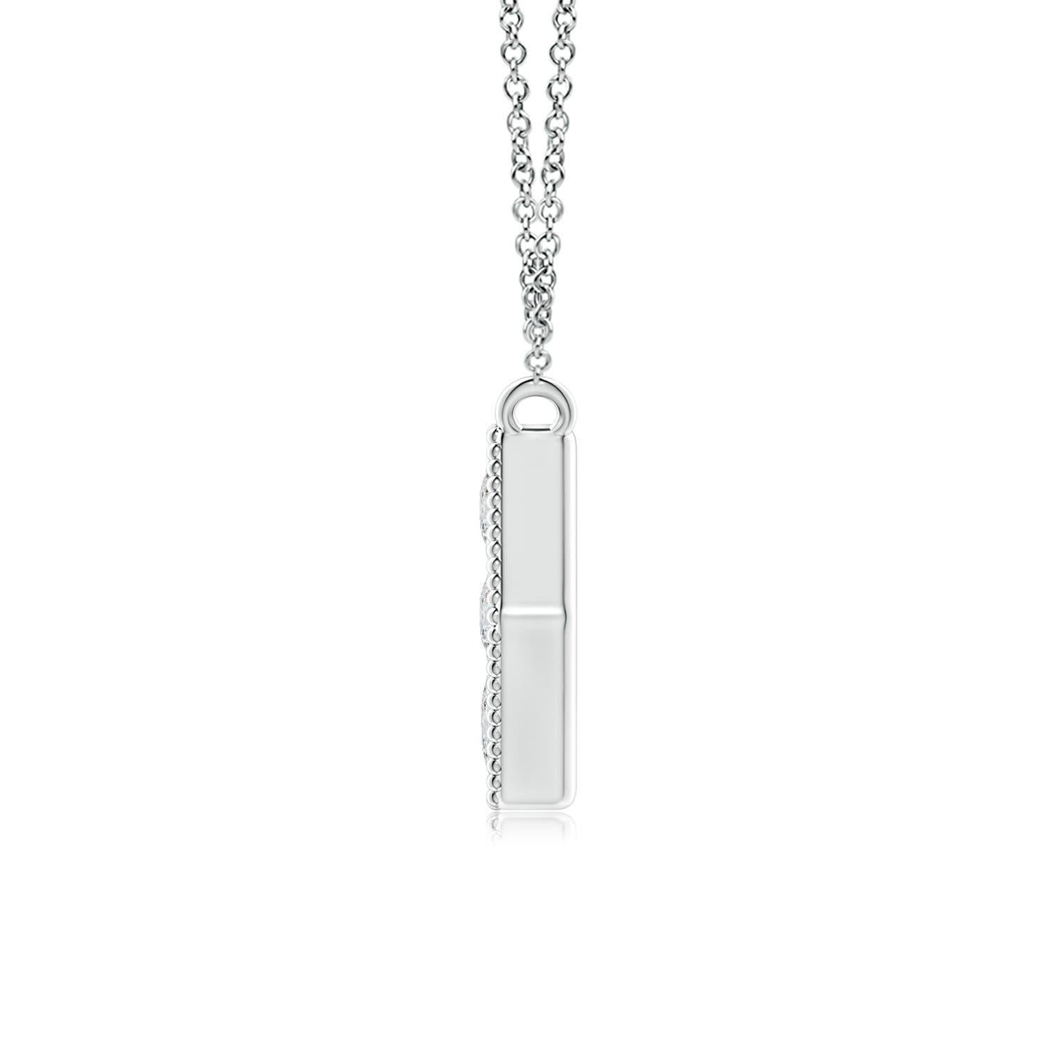 Modern Angara Natural Pave-Set Diamond Hexagon Necklace with Milgrain in Platinum For Sale