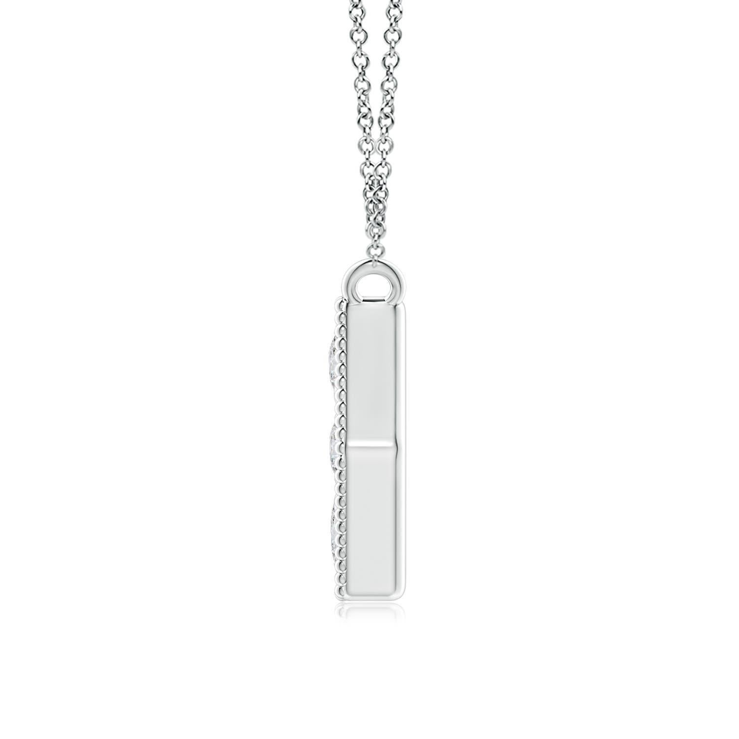 Modern Angara Natural Pave-Set Diamond Hexagon Necklace with Milgrain in Platinum For Sale