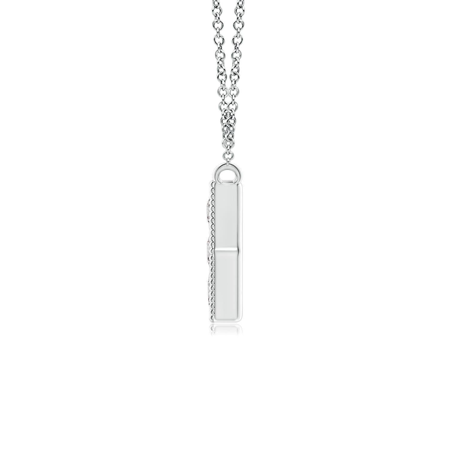 Modern Angara Natural Pave-Set Diamond Hexagon Necklace with Milgrain in Platinum For Sale