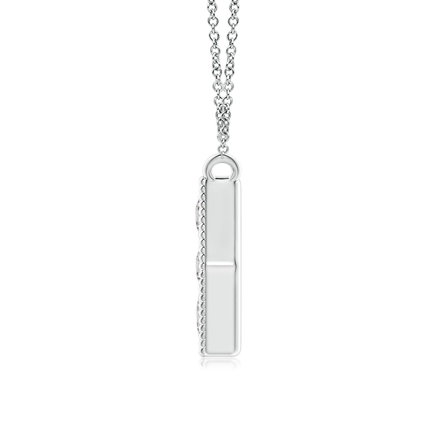 Modern Angara Natural Pave-Set Diamond Hexagon Necklace with Milgrain in Platinum For Sale