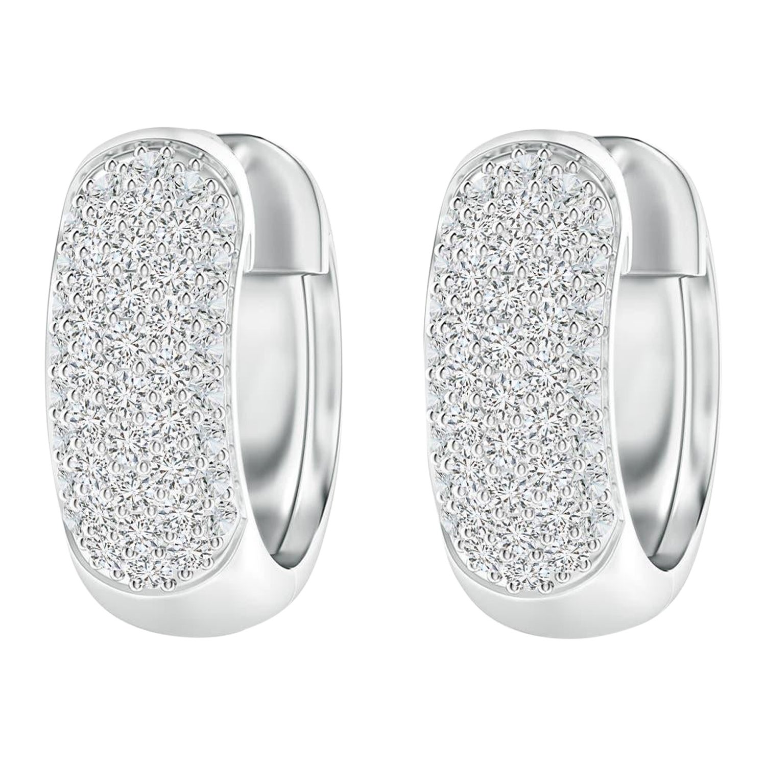 Angara Orecchini a cerchio con diamanti naturali incastonati in oro massiccio 14K per donna in vendita