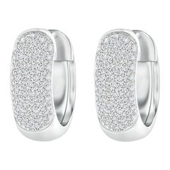 Angara Natural Pave-Set Diamond Huggie Hoop Earrings in 14K Solid Gold for Women