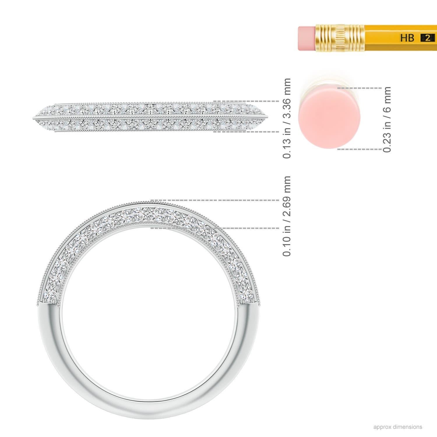 Angara Natural Pave-Set Diamond Knife Edge Wedding Ring  in 14K Solid Gold For Sale 1