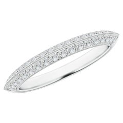 Angara Natural Pave-Set Diamond Knife Edge Wedding Ring  in 14K Solid Gold
