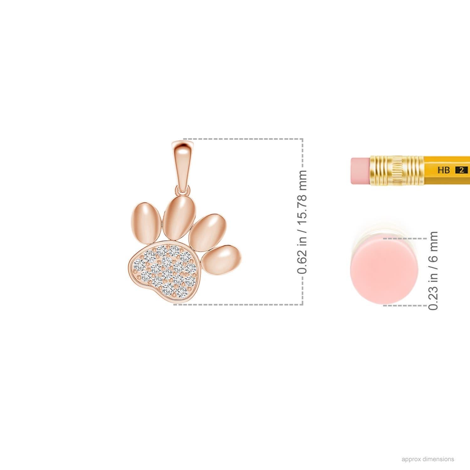 Taglio rotondo Ciondolo a forma di zampa con diamanti incastonati di Angara Nature in oro rosa 14K per donna in vendita